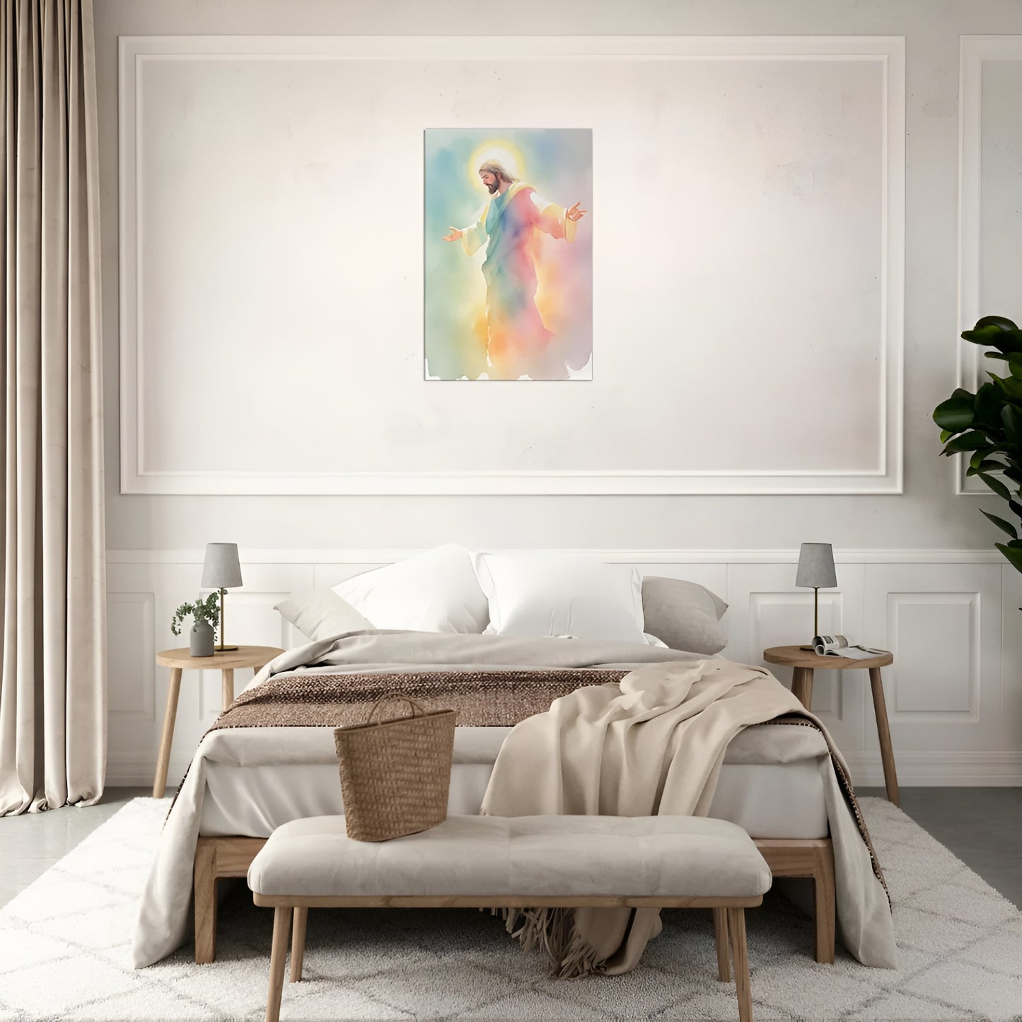 Radiant Resurrection: Hope in Watercolor Hues : Canvas Print 24"x 36"
